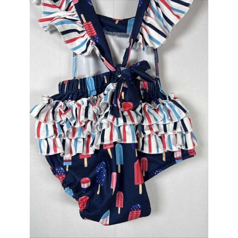 Pete And Lucy Popsicle Print Romper Size 12-18 M Preowned